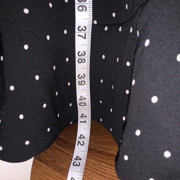 Adrienne Vittadini Black Asymmetrical Skirt with White Dots - Picture 4 of 5